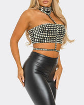 Sexy Halter Neck Backless Elastic Slim Fit Diamond Vest